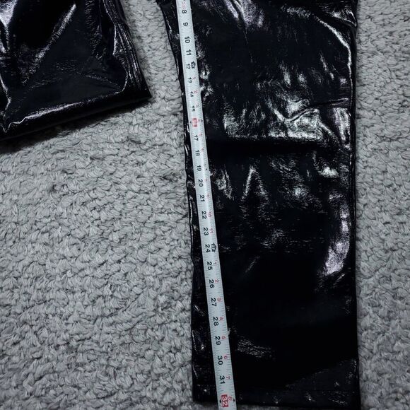 Abercrombie 24L 90s Straight Ultra High Rise Curve Love Vegan Leather Pants Blue - Picture 10 of 15